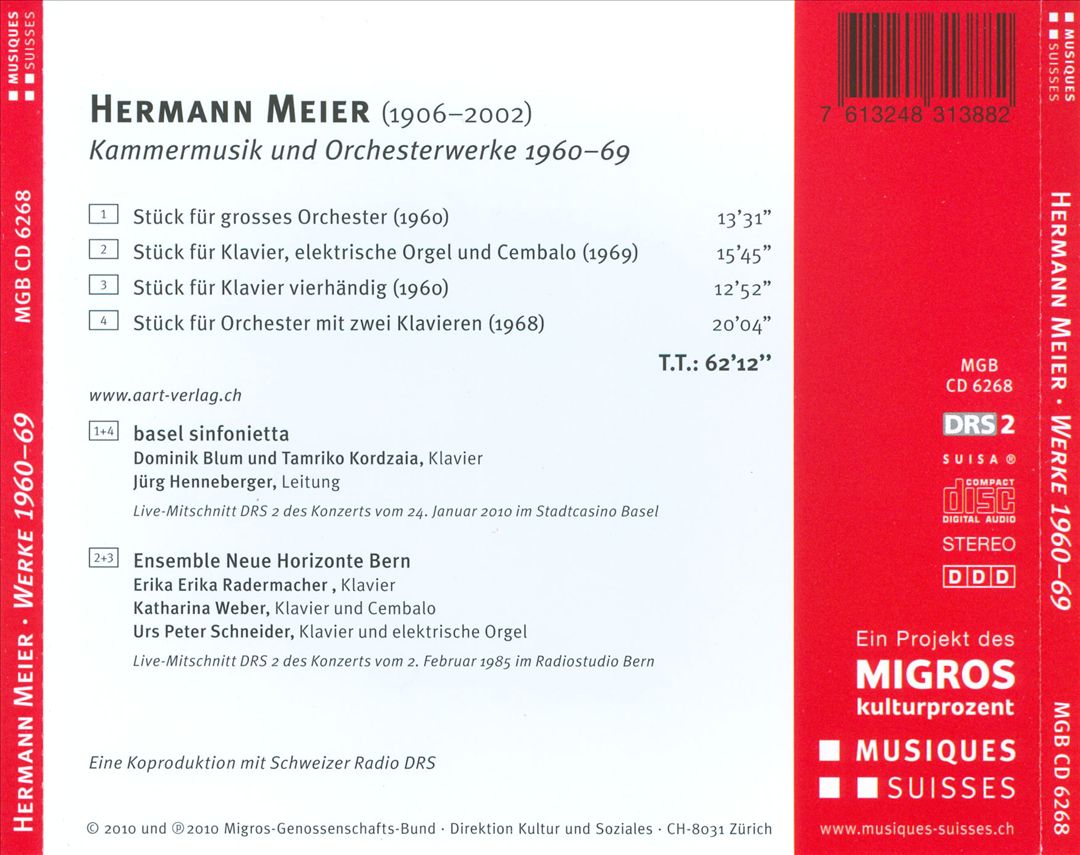 Hermann Meier: Kammermusik und Orchesterwerke, 1960-1969 cover art