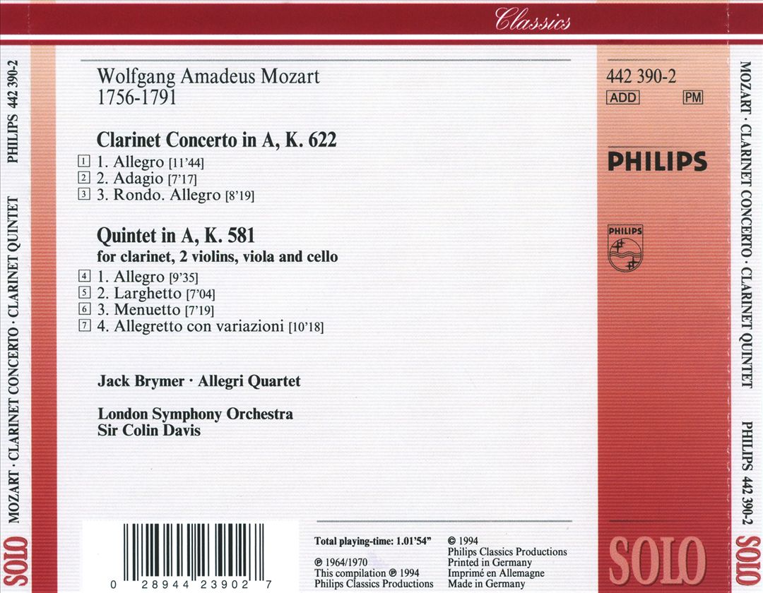 Mozart: Klarinettenkonzert; Klarinettenquintett cover art