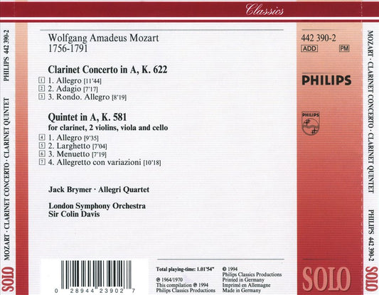 Mozart: Klarinettenkonzert; Klarinettenquintett cover art