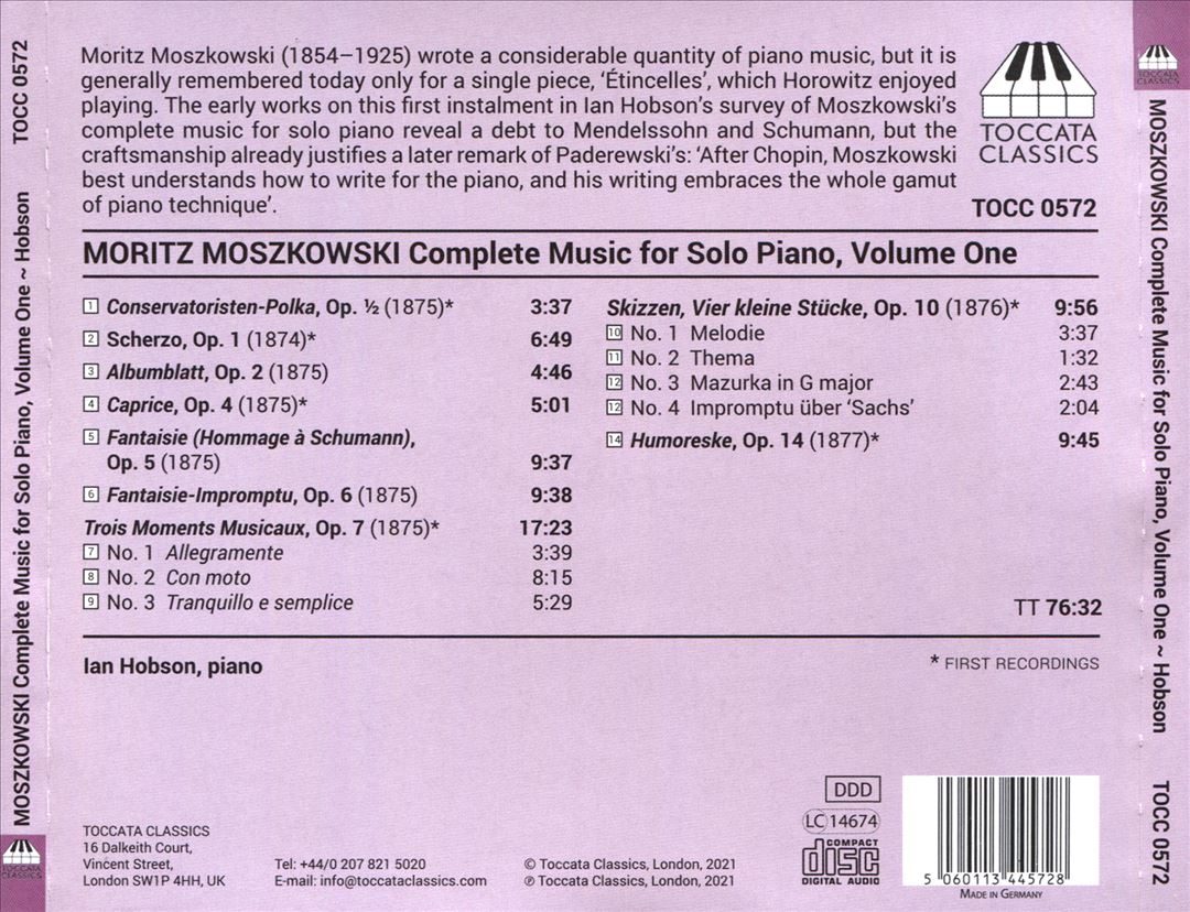 Moritz Moszkowski: Complete Music for Solo Piano, Vol. 1 cover art