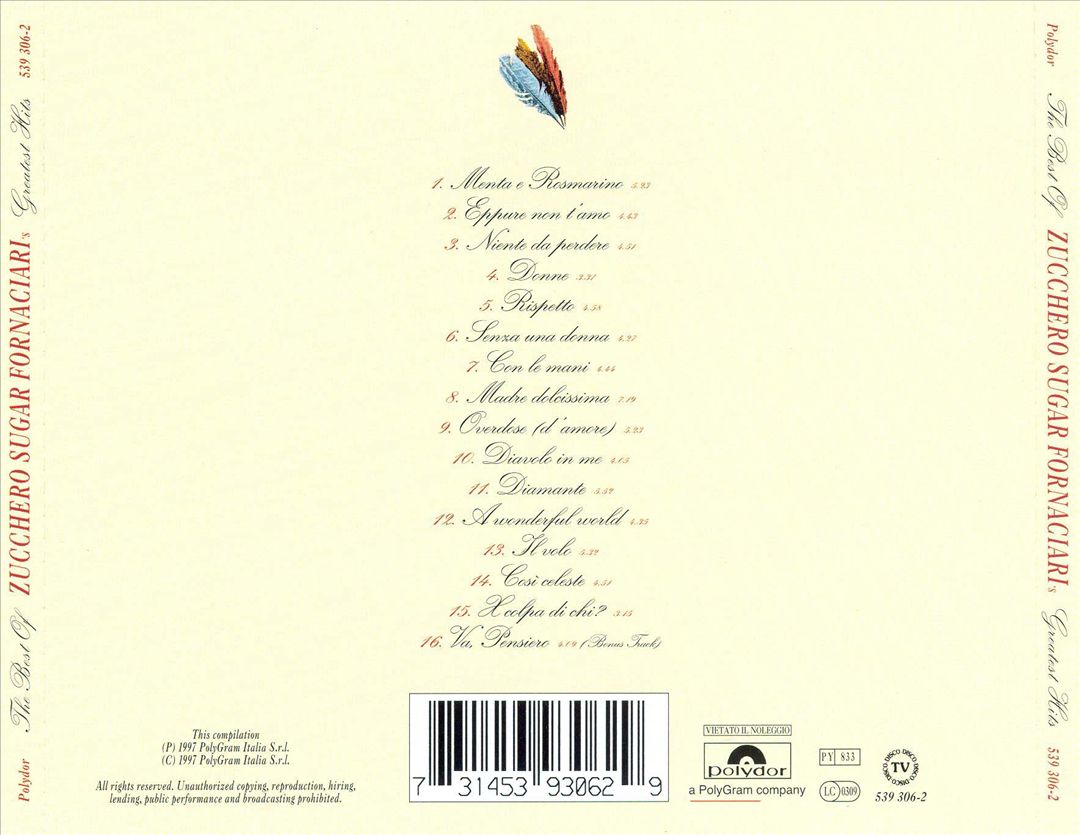 The Best of Zucchero Sugar Fornaciari's Greatest Hits [1997] cover art