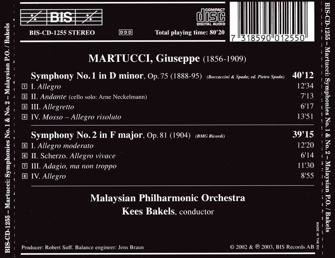 Giuseppe Martucci: Symphonies Nos. 1 & 2 cover art