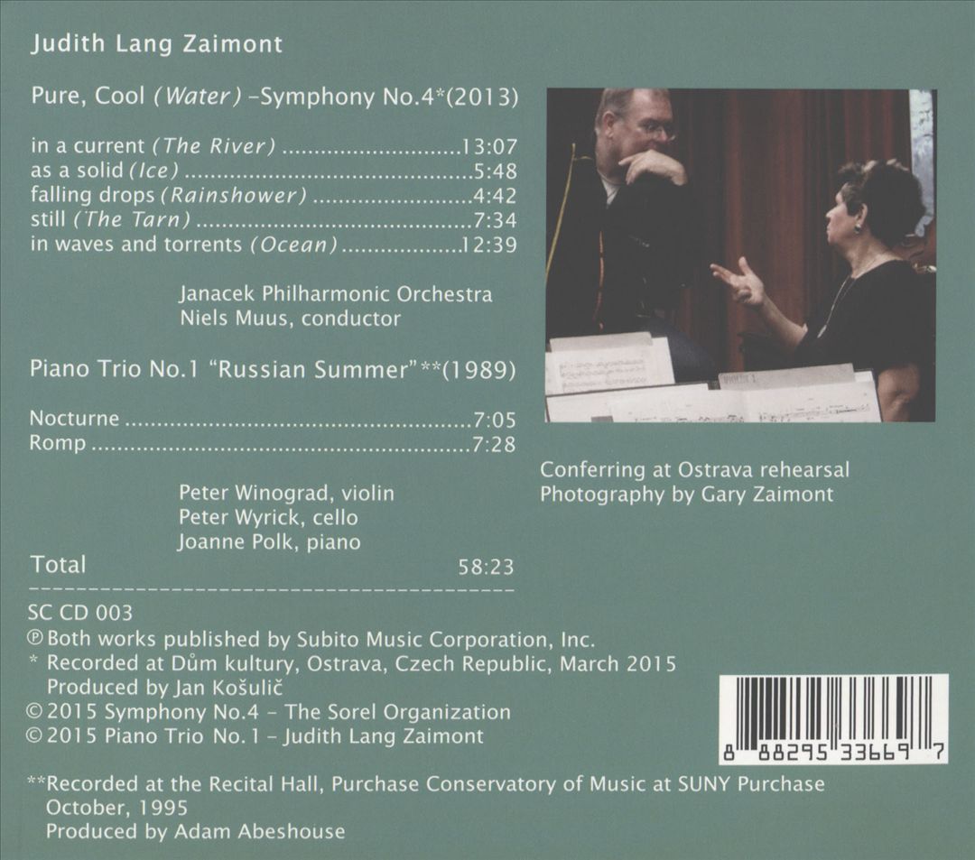 Judith Lang Zaimont: Pure, Cool (Water) - Symphony No. 4; Piano Trio - Russian Summer cover art
