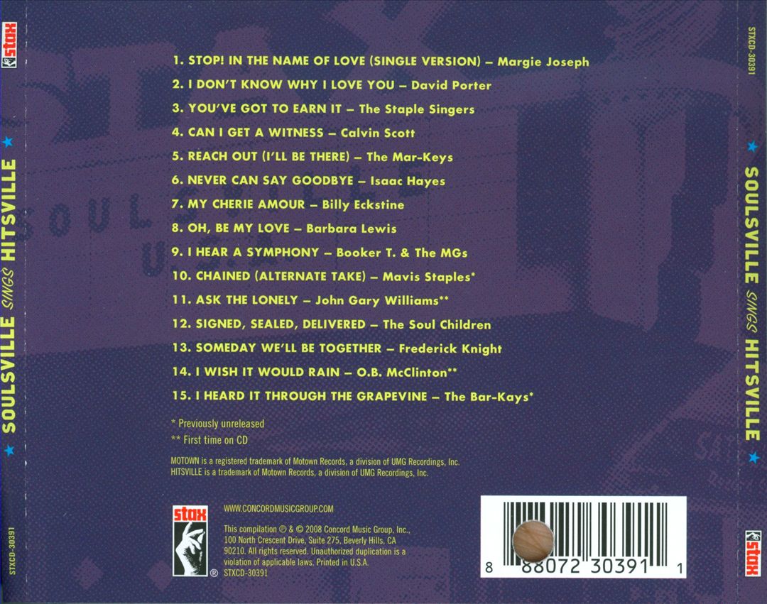 Soulsville Sings Hitsville: Stax Sings Songs of Motown Records cover art