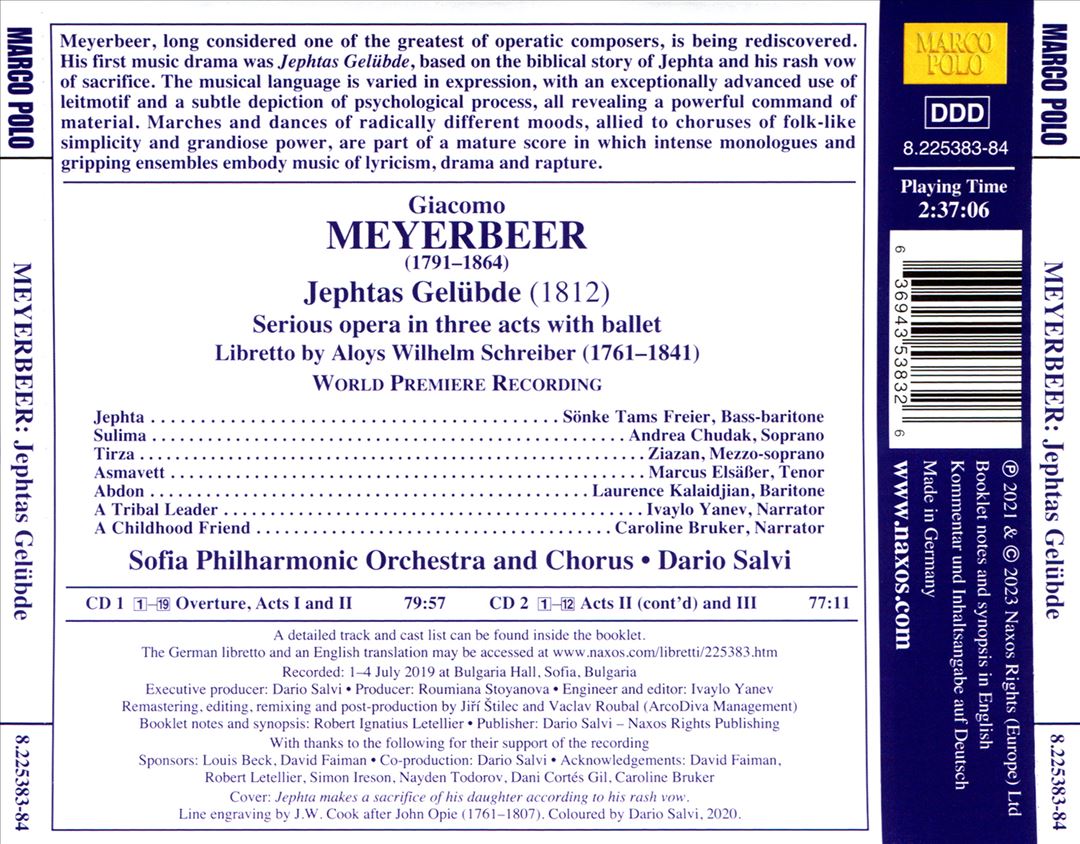 Meyerbeer: Jephtas Gelübde cover art