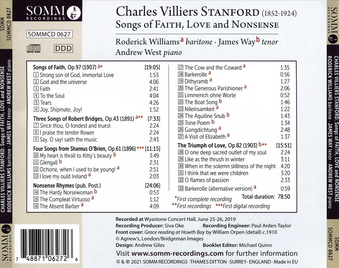 Charles Villiers Stanford: Songs of Faith, Love and Nonsense cover art
