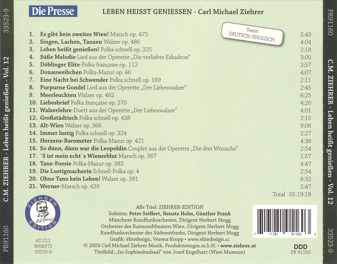 Carl Michael Ziehrer, Vol. 12: Leben heißt genießen cover art