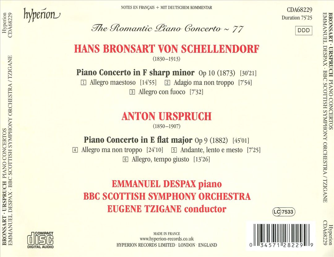 Romantic Piano Concerto, Vol. 77: Bronsart, Urspruch cover art