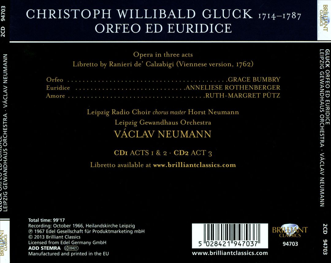 Gluck: Orfeo ed Euridice cover art