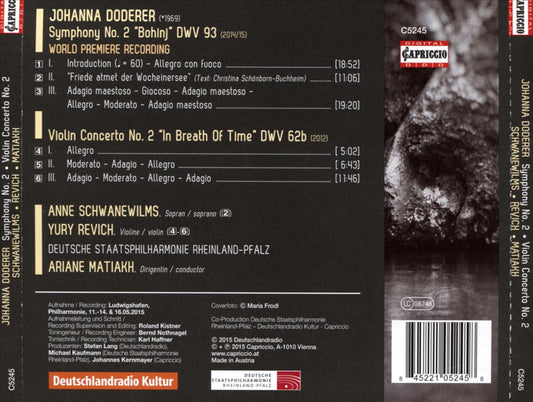 Johanna Doderer: Symphony No. 2 "Bohinj"; Violin Concerto No. 2 "In Breath of Time" cover art