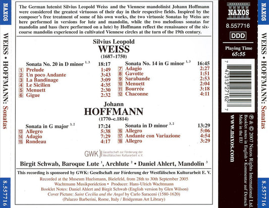 Silvius Leopold Weiss: Sonatas for Lute & Mandolin; Hoffmann: Sonatas for Mandolin & Archlute cover art