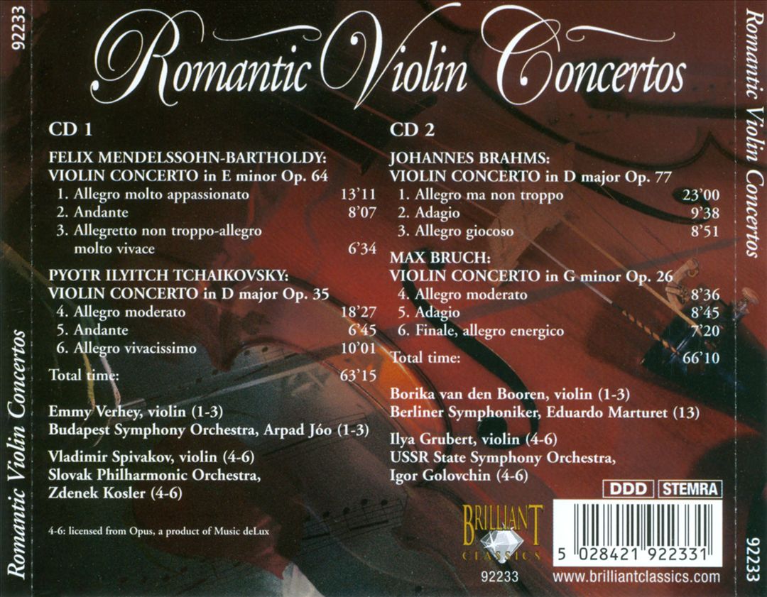 Romantic Violin Concertos cover art