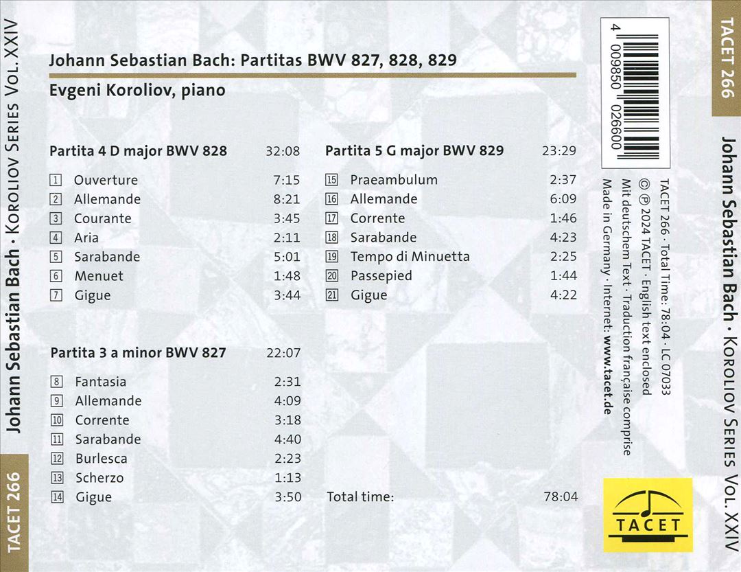 Koroliov Series Vol. XXIV: Johann Sebastian Bach - Partitas part 2 cover art