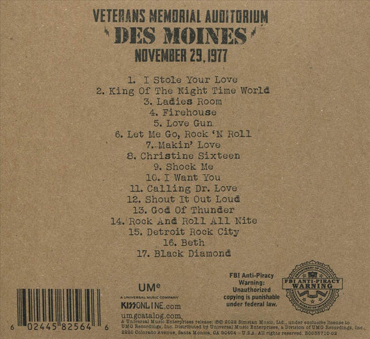 Off the Soundboard: Live in Des Moines, IA, November 29, 1977 cover art