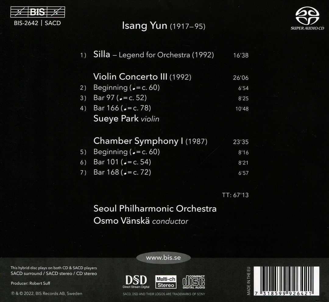 Isang Yun: Violin Concerto III; Chamber Symphony I; Silla cover art