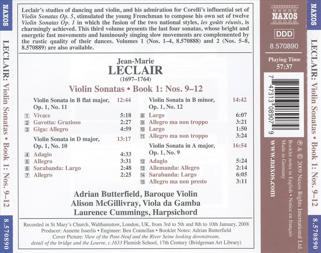 Jean-Marie Leclair: Violin Sonatas, Book 1 cover art