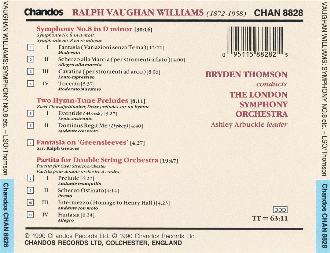 Vaughan Williams: Symphony No. 8 in D minor; Partita for Double String Orchestra; etc. cover art