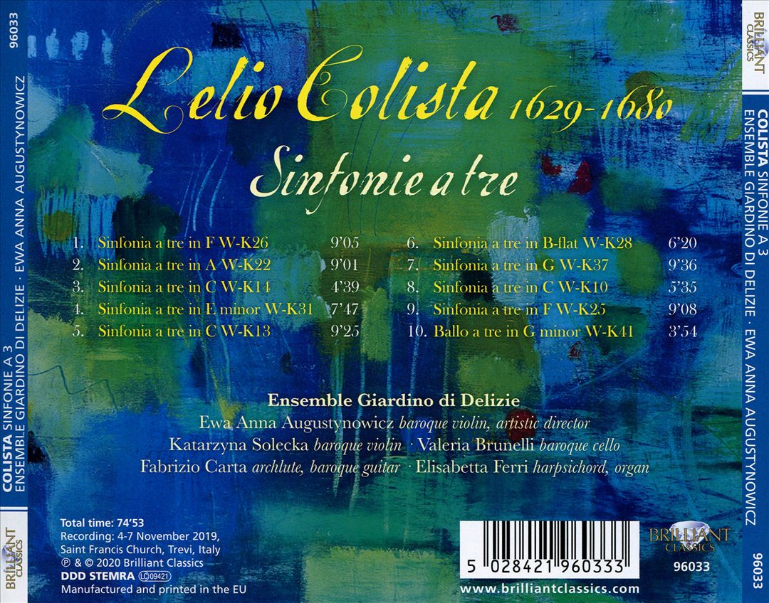 Colista: Sinfonie a tre cover art