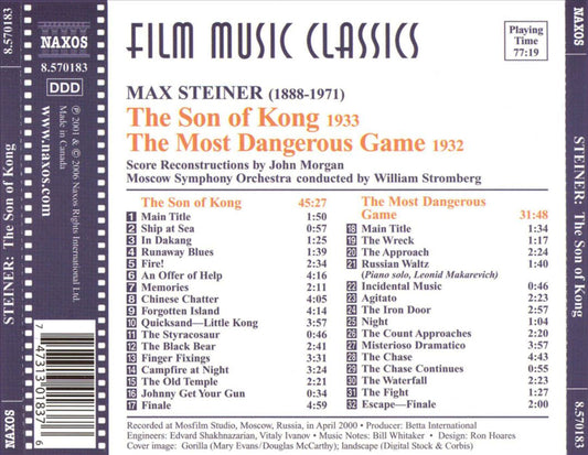 Max Steiner: The Son of Kong; The Most Dangerous Game cover art