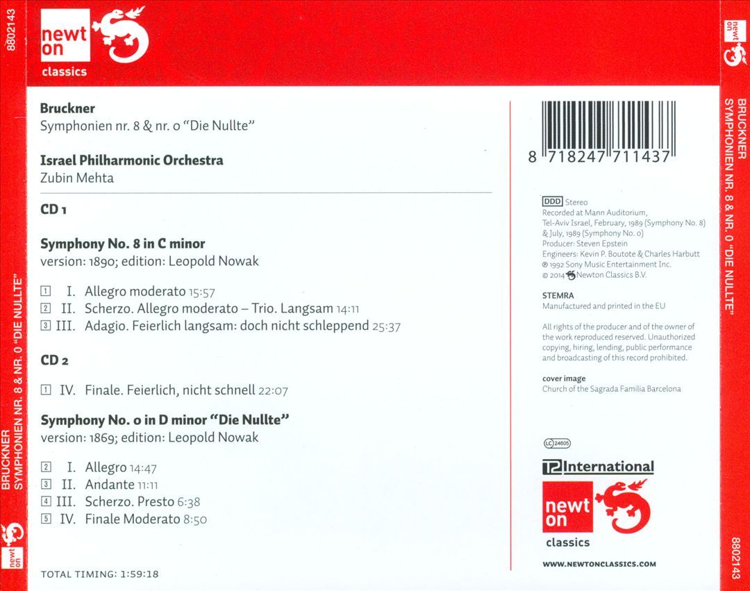 Bruckner: Symphonien Nos. 8 & 0 "Die Nullte" cover art