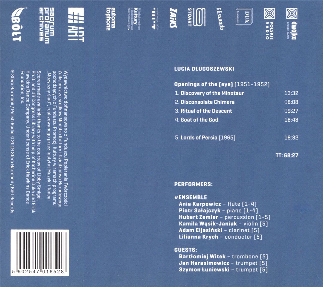 Lucia Dlugoszewski: Openings of the (Eye) cover art