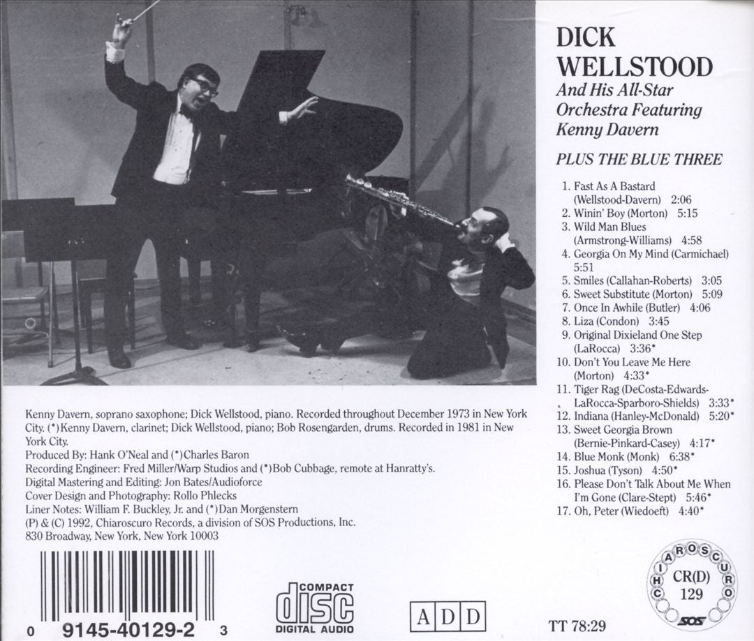 Dick Wellstood and His All-Star Orchestra Featuring Kenny Davern Plus The Blue Three cover art