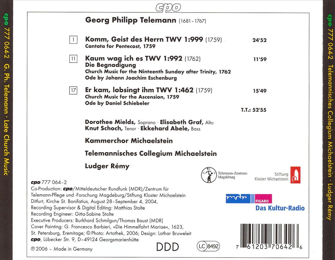 Telemann: Komm Geist des Herrn cover art