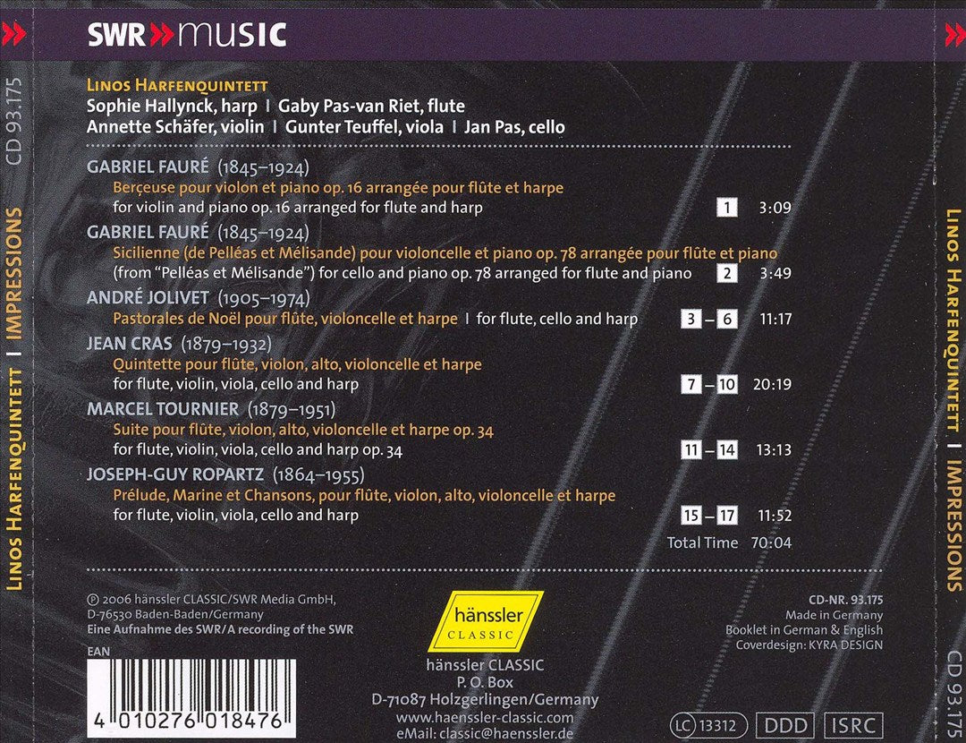 Impressions: French Music for Flute, Harp & String Trio cover art