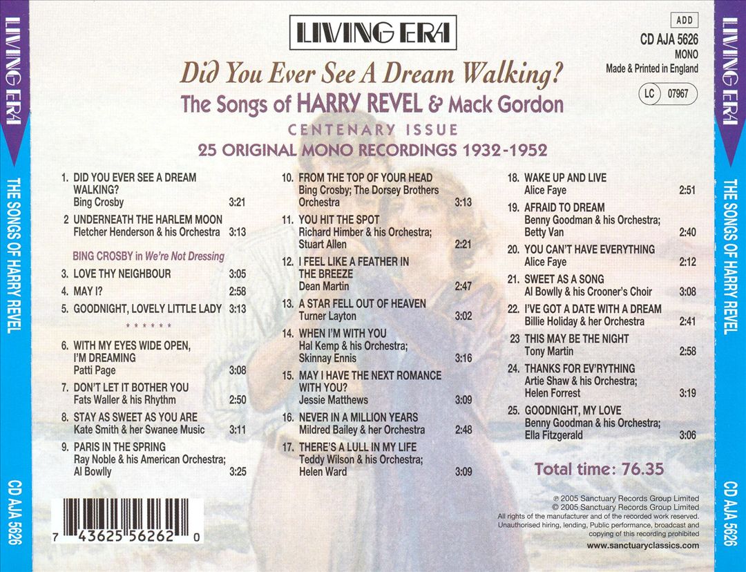 Did You Ever See a Dream Walking? The Songs of Harry Revel & Mack Gordon cover art
