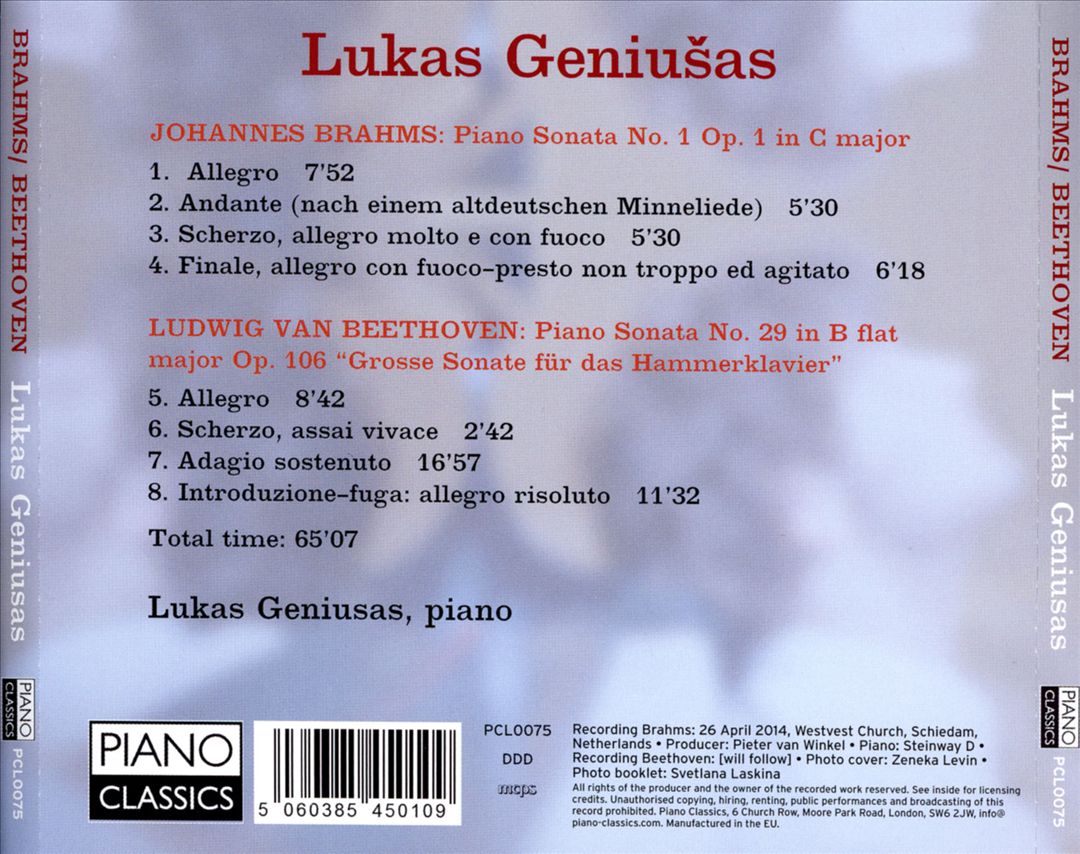 Brahms: Piano Sonata Op. 1; Beethoven: Hammerklavier Sonata cover art