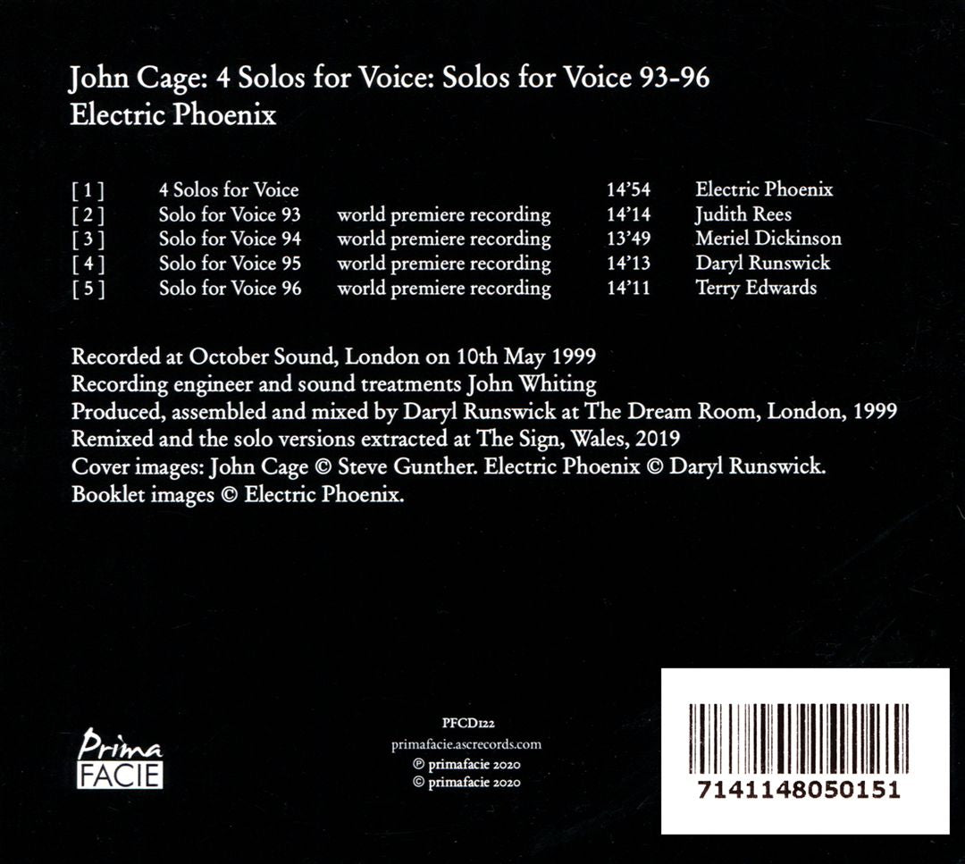 John Cage: Solos for Voice 93-96 cover art