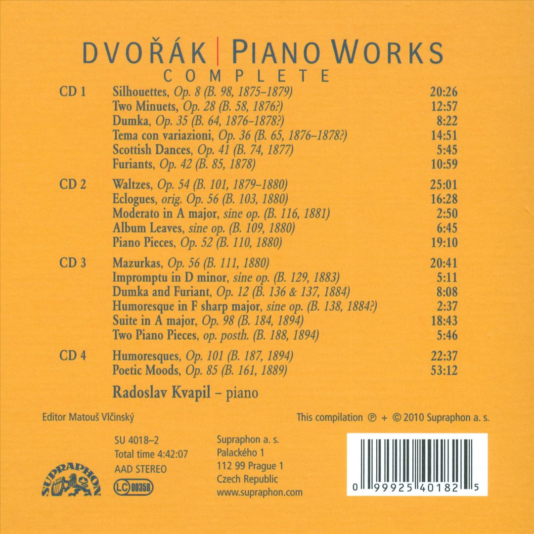 Dvorák: Complete Piano Works cover art