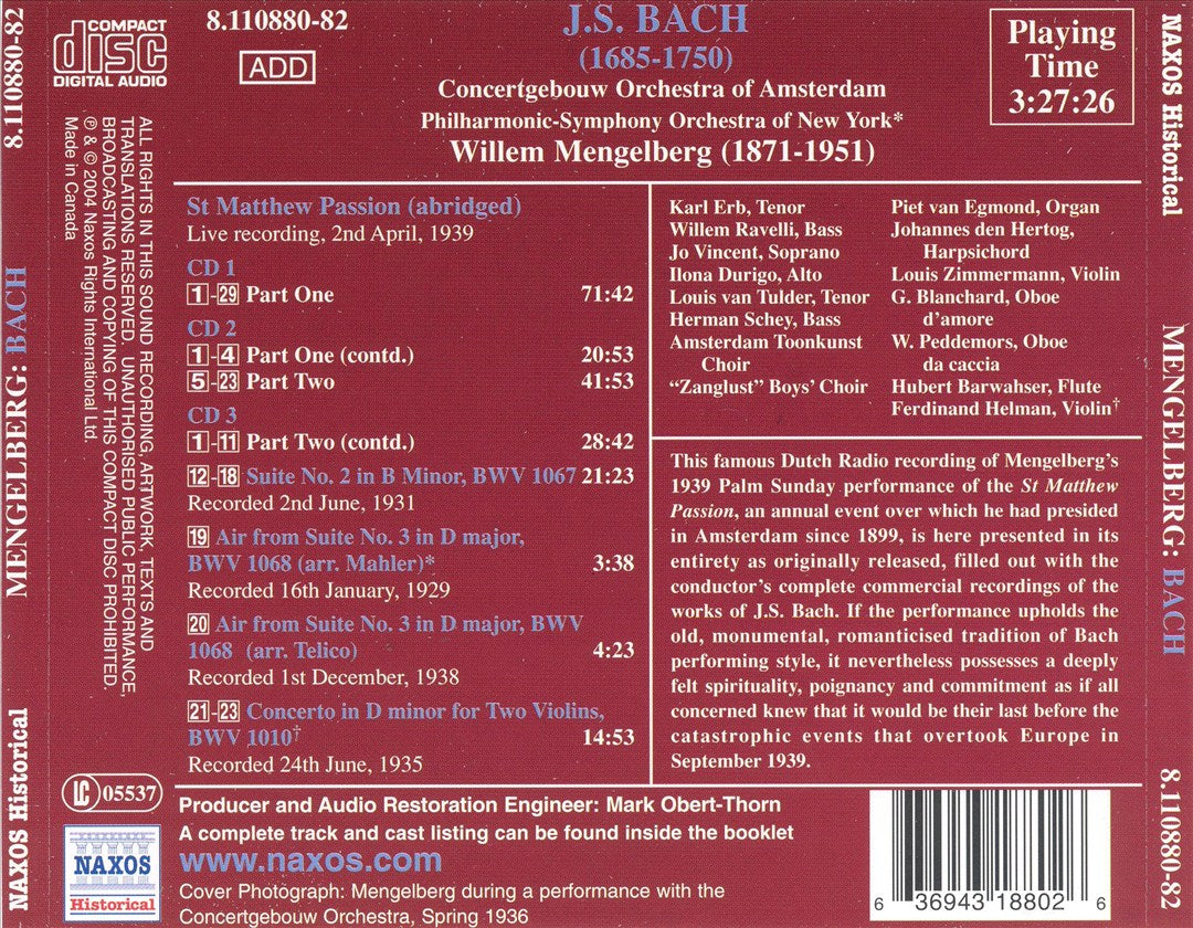 Bach: St. Matthew Passion cover art