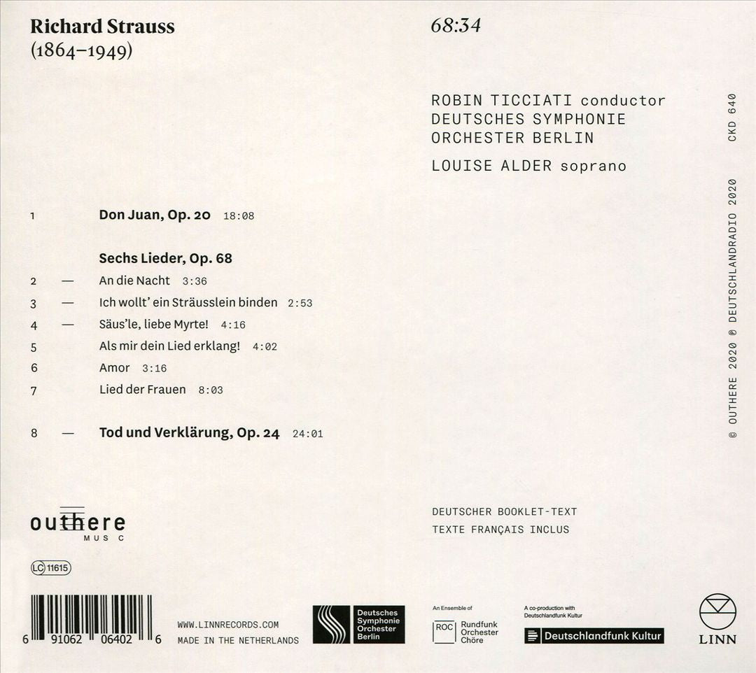 Strauss: Tod und Verklärung; Don Juan; Sechs Lieder, Op. 68 cover art