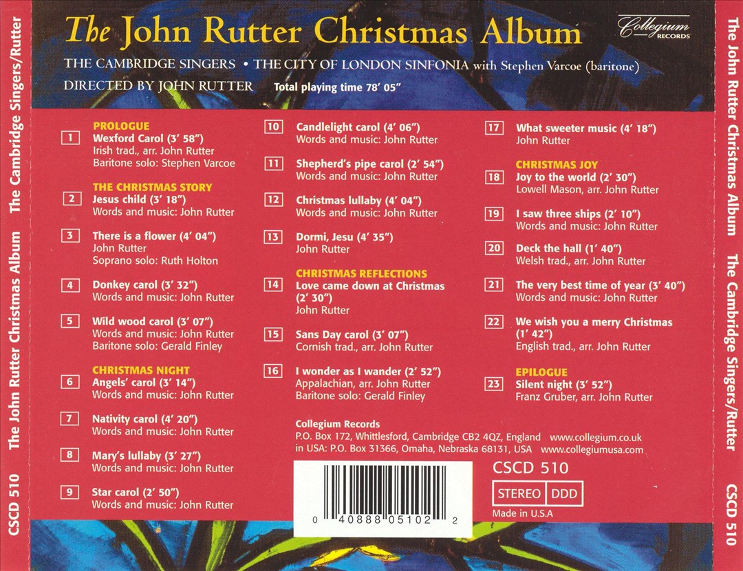 John Rutter Merchandise John Rutter Christmas Album – Cambridge Singers / John Rutter / City of ...