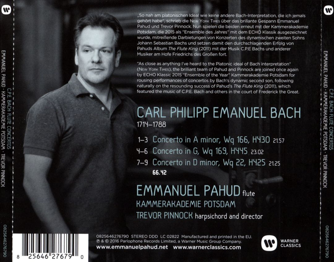C.P.E. Bach: Flute Concertos cover art