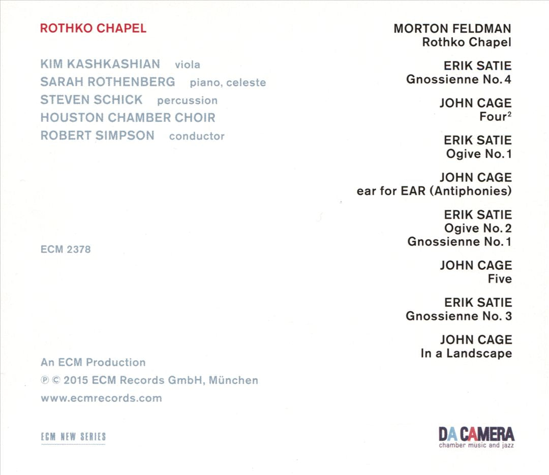 Rothko Chapel: Morton Feldman, Erik Satie, John Cage cover art