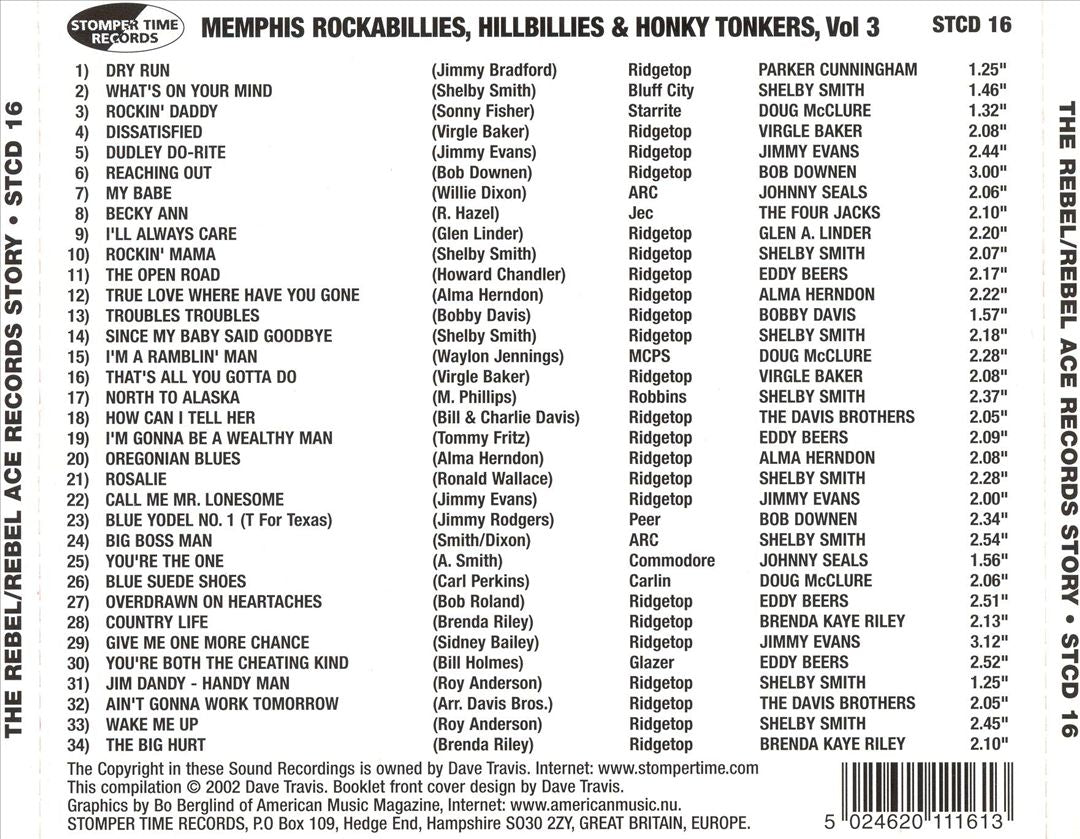 Memphis Rockabillies, Hillbillies & Honky Tonkers, Vol. 3 cover art