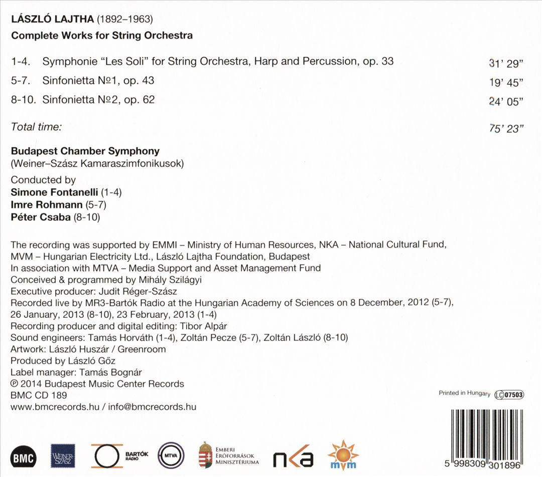 László Lajtha: Complete Works for String Orchestra cover art