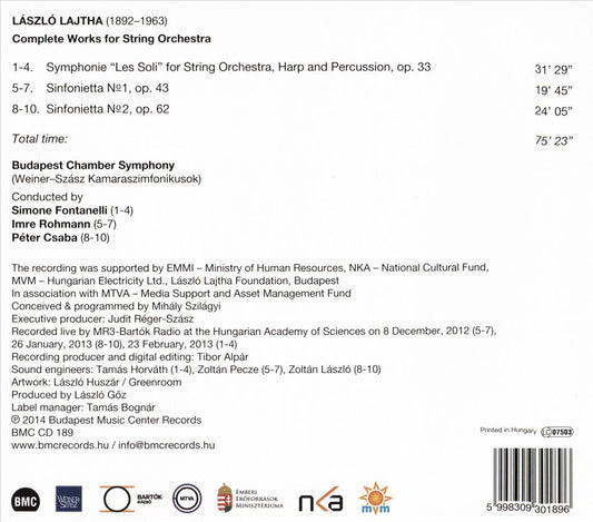 László Lajtha: Complete Works for String Orchestra cover art