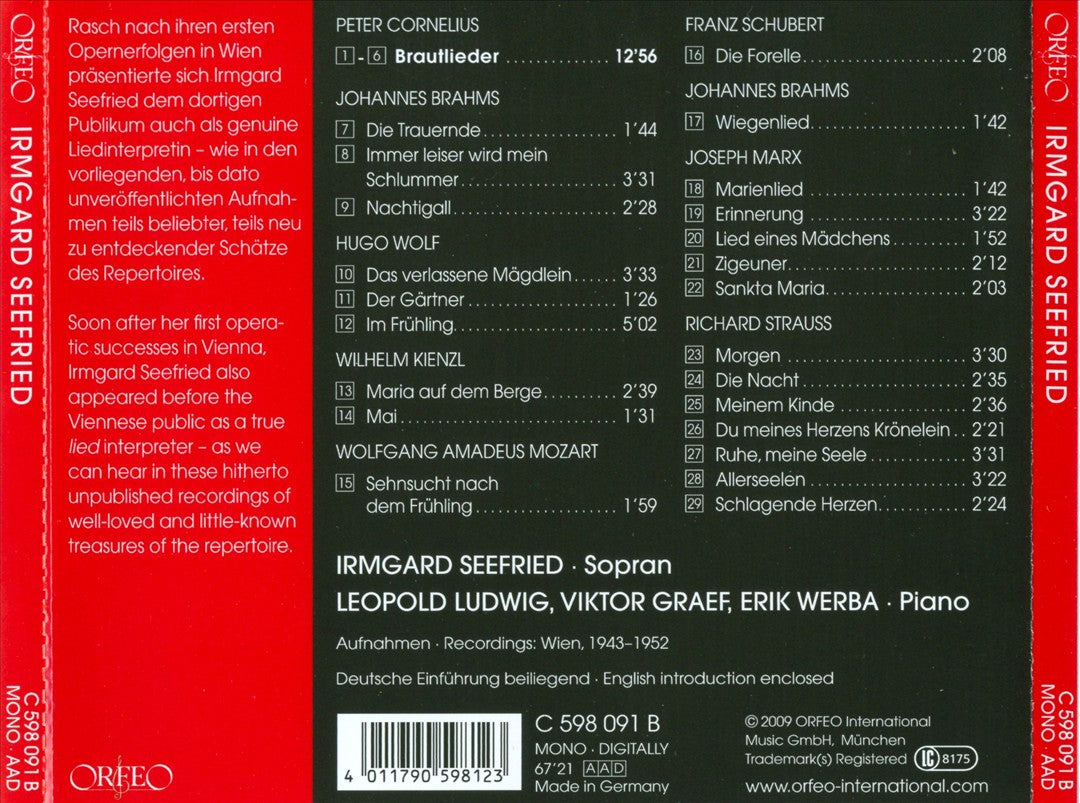 Irmgard Seefried: Previously Unreleased Recordings cover art