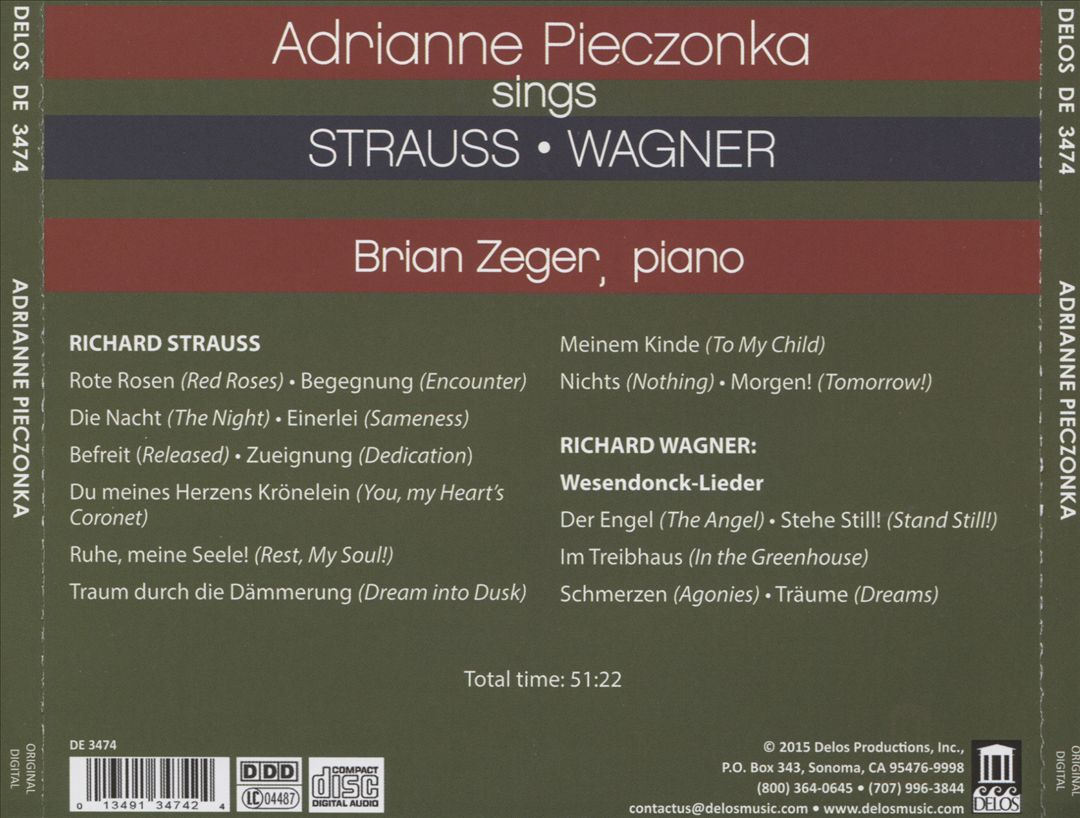 Adrianne Pieczonka sings Strauss, Wagner cover art
