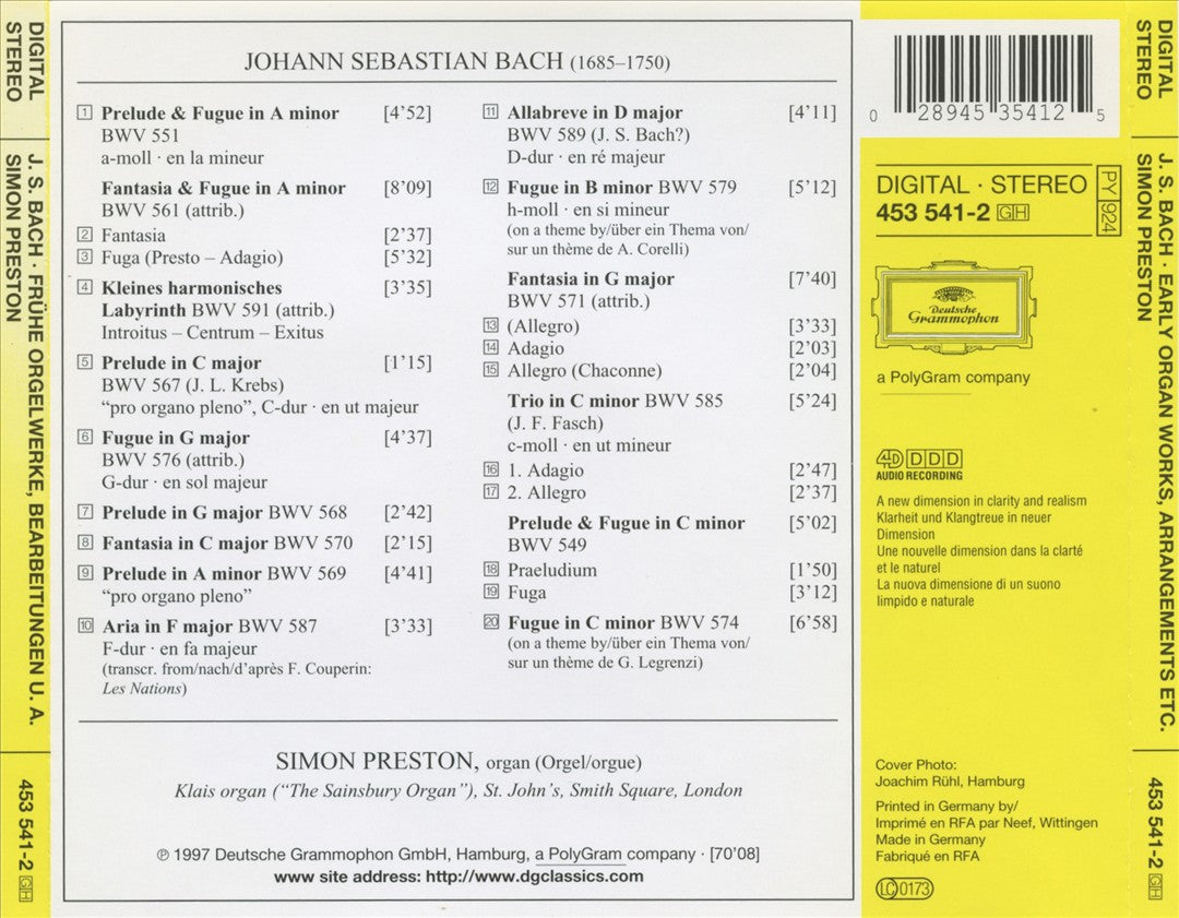 Bach: Organ Works cover art