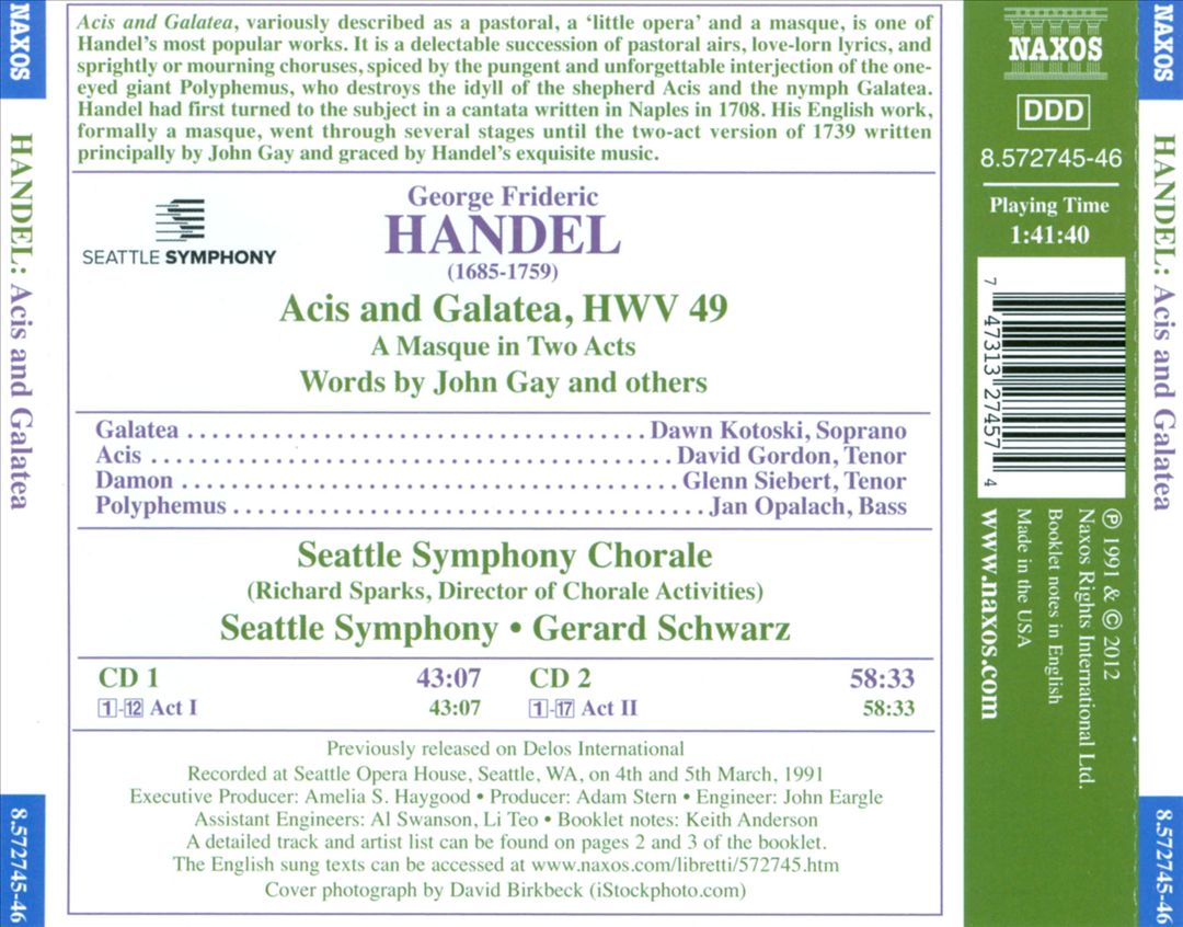George Frideric Handel: Acis and Galatea cover art