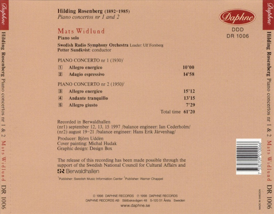 Hilding Rosenberg: Piano Concertos 1 & 2 cover art