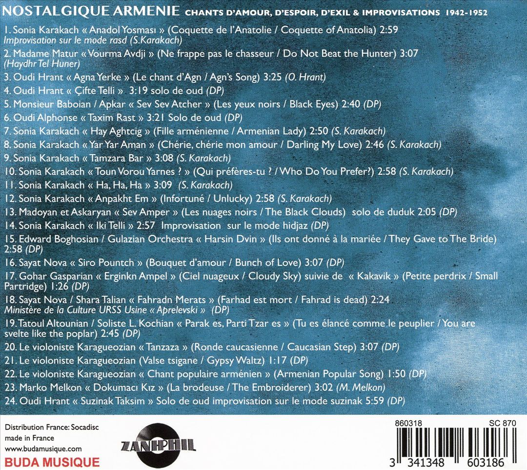 Nostalgique Armenie: Love Songs, Songs of Hope, Exile and Improvisations cover art