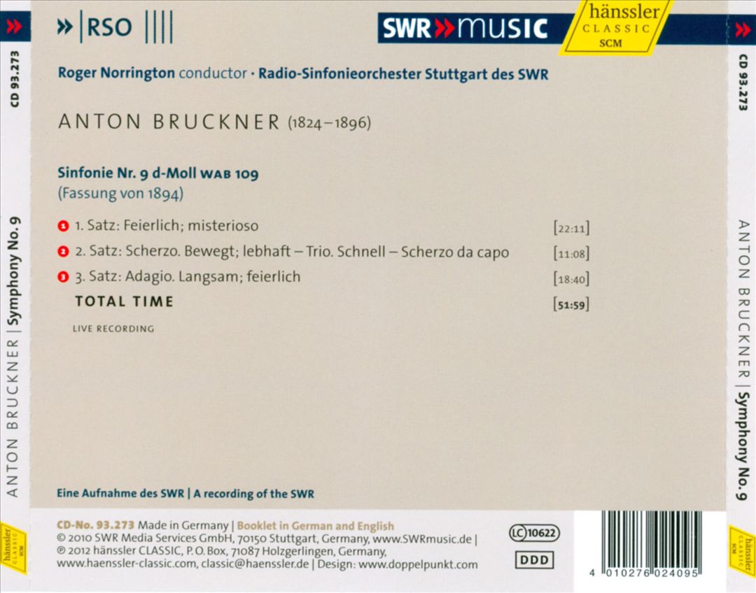Bruckner: Symphony No. 9 cover art