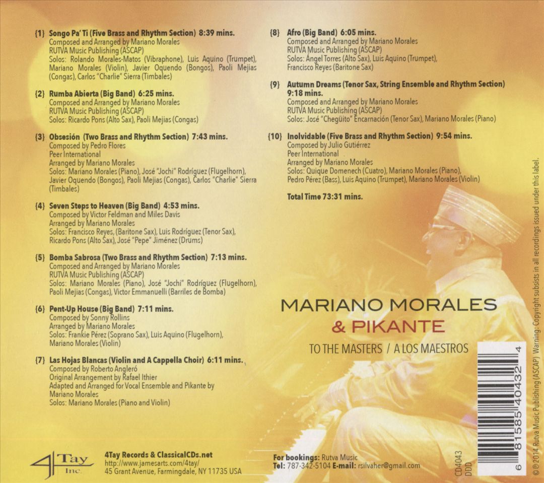 Mariano Morales & Pikante: To the Masters cover art