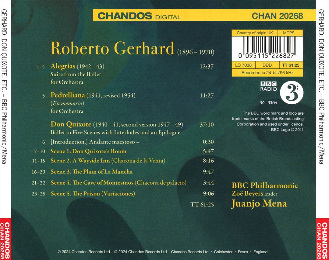 Gerhard: Don Quixote (Complete Ballet); Suite from  'Alegrías'; Pedrelliana cover art