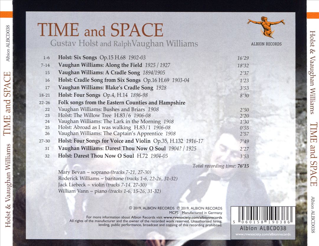 Time and Space: Songs by Holst and Vaughan Williams cover art